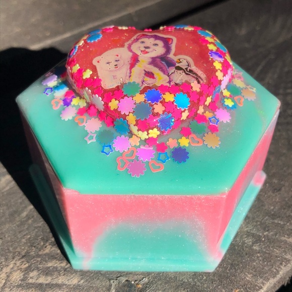 Handmade Lisa Frank Kawaii UV Resin Trinket Box - Picture 7 of 16